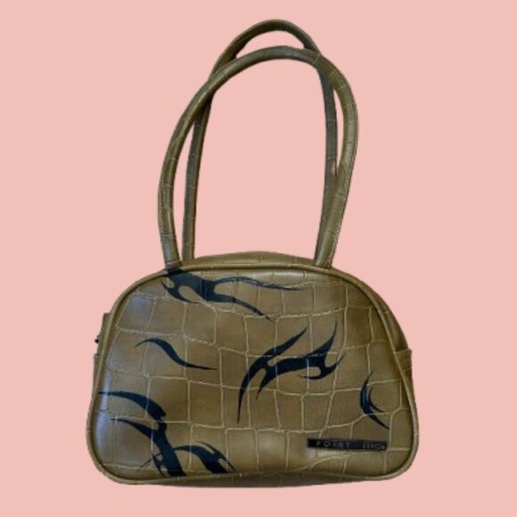 Point Zero Handbags - Vintage Y2K Point Zero Bowling Bag – Croc Embossed Pleather